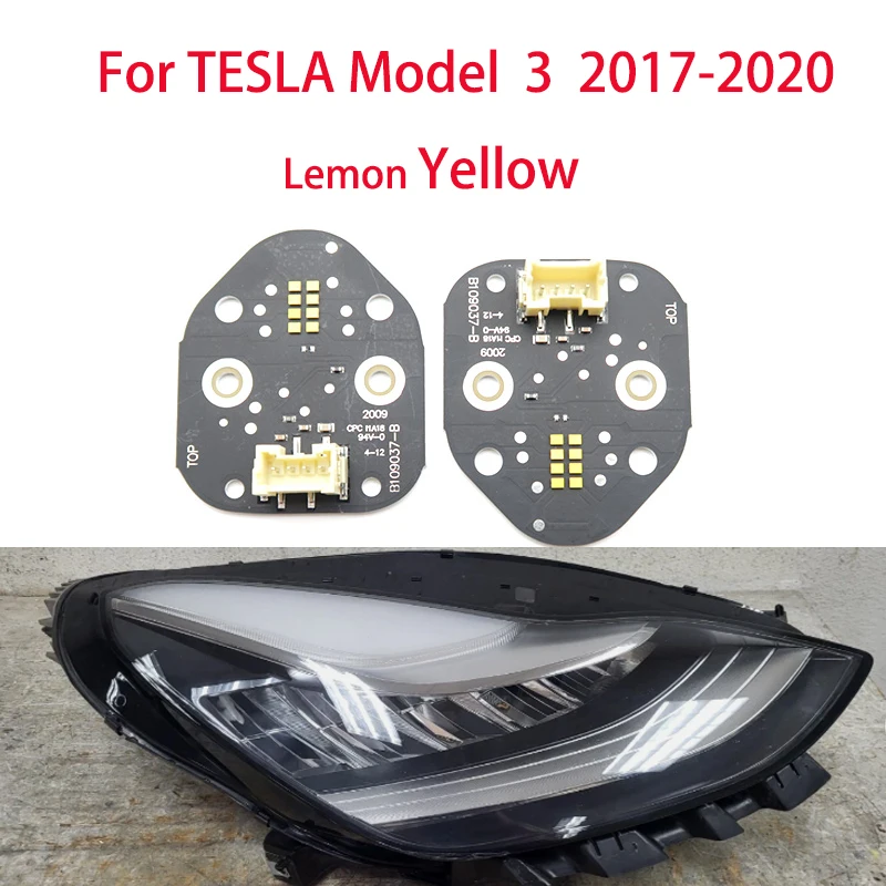 For TESLA Model 3 2017-2020 Lemon Yellow DRL Chip Angel Eyes Car Light Color Modification Car Headlights Ballast Chip