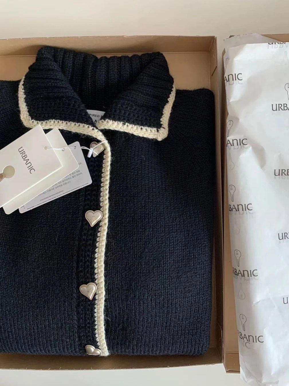 

Вязаный кардиган Ele с серебряным синим винтажным воротником Fine Love Heart Design 30, женская верхняя одежда, пальто