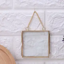 Creative DIY Chain Retro Metal Photo Frame High Translucent Glass Photo Frame Specimen Folder 2 Size Optional B03E