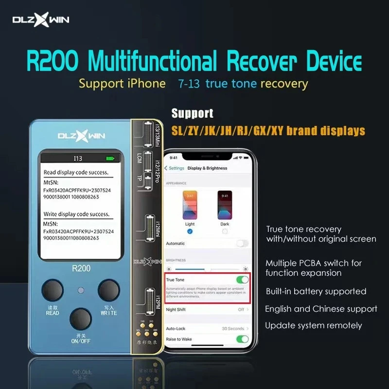 DL R200 Multifunctional Recovery Device For iPhone 7 7P 8 8P X XS XSM XR 11 12 Pro Max 13 Mini True Tone Recovery Programmer