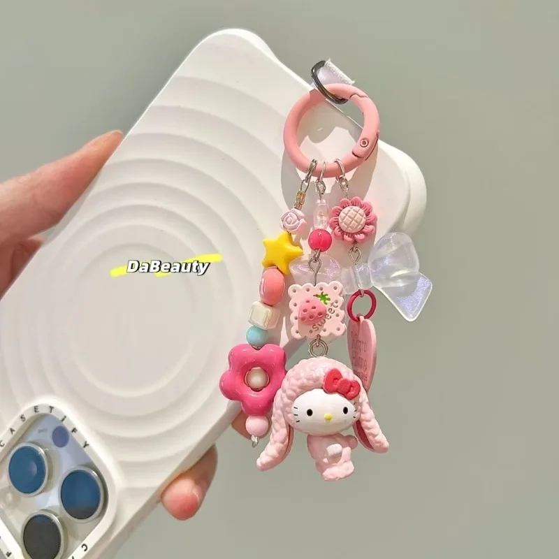 

Kawaii Hello Kitty Sanrio Students Cute Cartoon Key Chain Children Mobile Phone Decorative Pendant Christmas Gifts for Kids