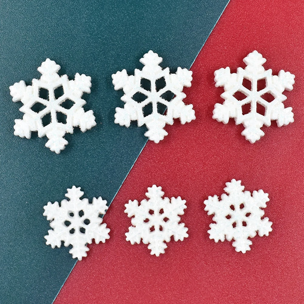 40 Uds. De abalorios de copo de nieve de simulación, adorno artesanal DIY para decoración de carcasa de teléfono, accesorios para el cabello, accesorio para el hogar, apliques de copo de nieve