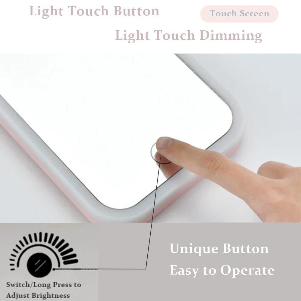 LED Makeup Mirrors Portable Touch Screen Dressing Cosmetic High Definition Fill Light Mirror 3 Colors Light Modes Vanity Mirrors