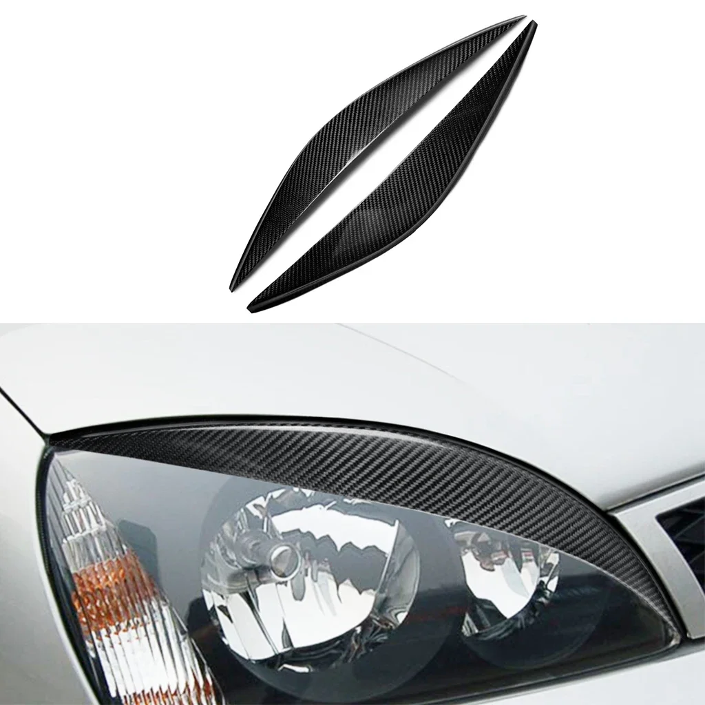 

GEFENSI Car Headlights Eyebrow Eyelids Stickers Trim Cover For Ford Fiesta MK6 2002 2003 2004 2005 Real Carbon Fiber