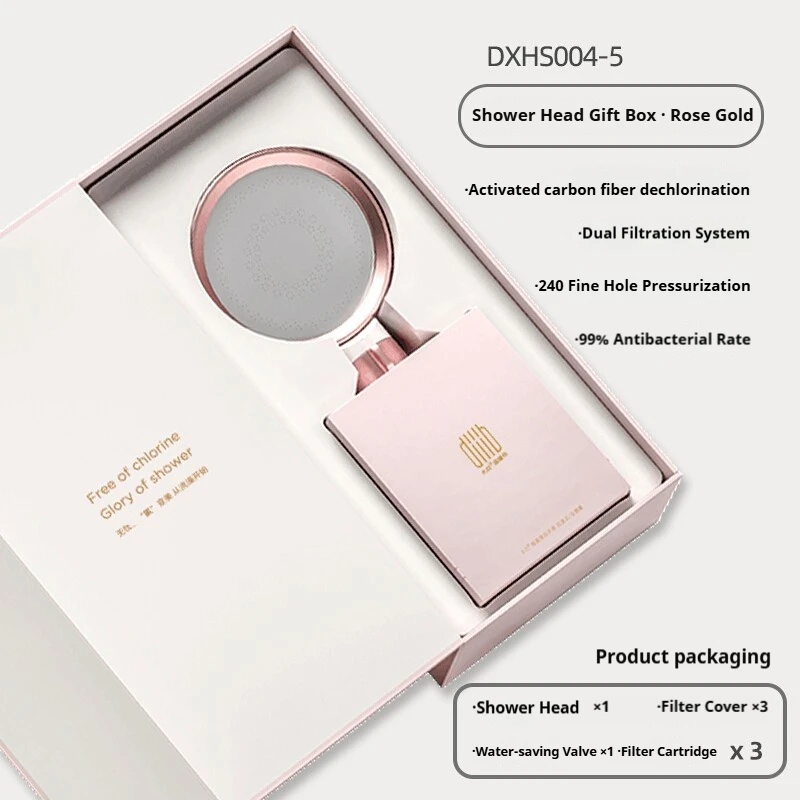 

Ручная насадка для душа Diiib с наддувом для удаления хлора, розовое золото, экономия воды, универсальная адаптационная подарочная коробка, аксессуары для ванной комнаты