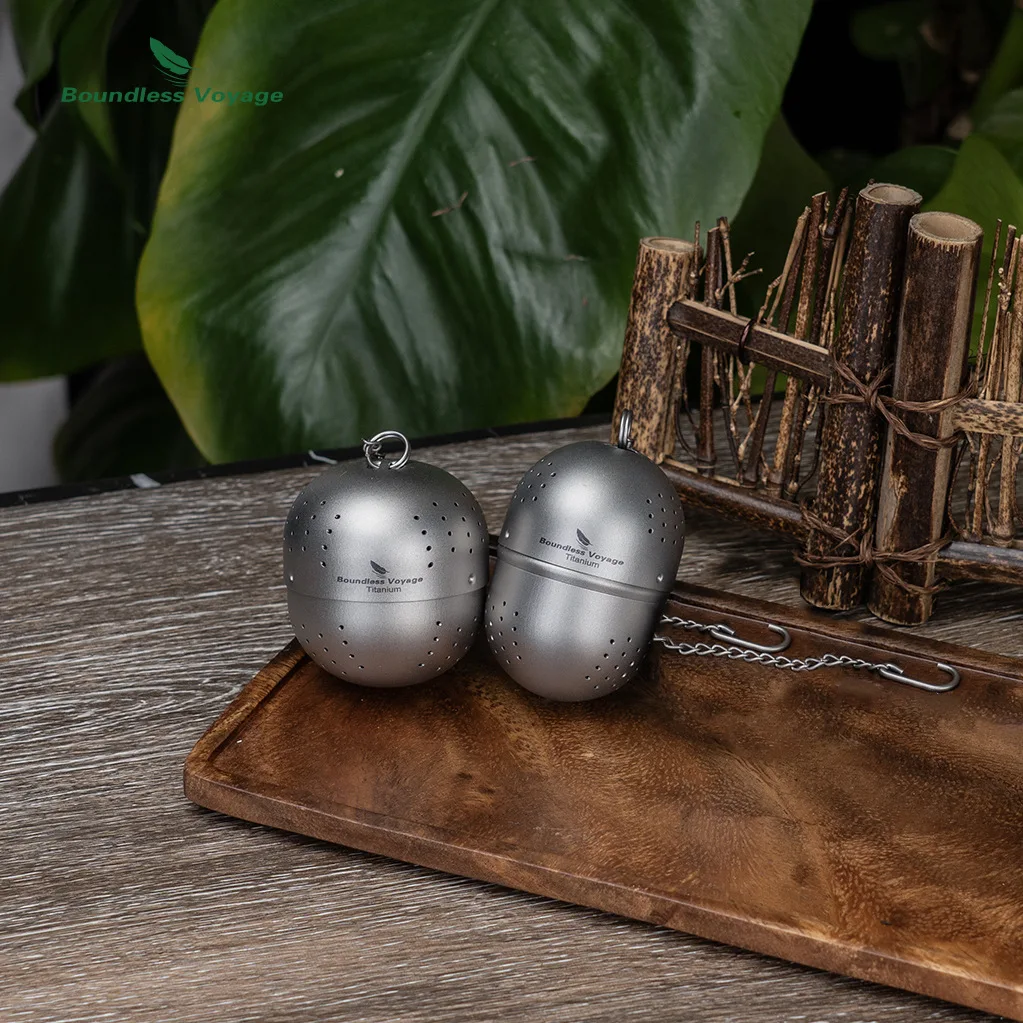 Pure Rainbow Titanium Tea Egg Filter for Outdoor Camping Ultra-light Tea Ball Infuser with Extended Chain Tea Straainer Mug New