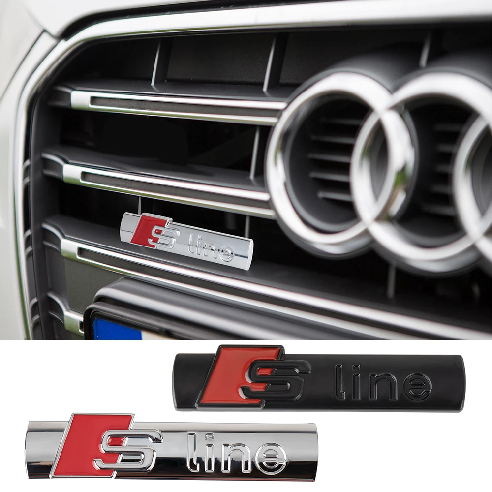 For Audi A4 B8 RS A3 S6 C7 B9 B7 B6 C6 A5 Q5 C5 A1 S3 C8 Q7 TT S5 3D Metal SLINE Logo Emblem Car Front Grille Badge Center Cover view 6