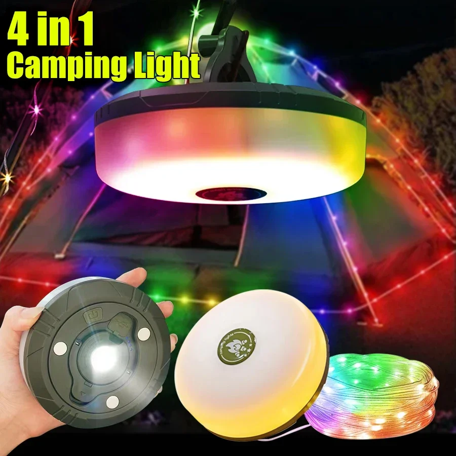 

2000MAH LED Camping Light Strip USB Rechargeable Waterproof Lamp Outdoor Garden Camping Atmosphere Decoration Lantern Flashlight