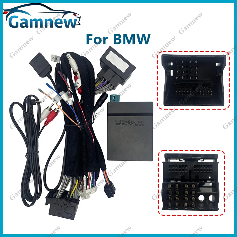 Car 16pin Wiring Harness Adapter Canbus Box RGB LVDS Decoder Android Radio Power Cable For BMW NBT CCC CIC X3 X5 X6 5/6/7 Series