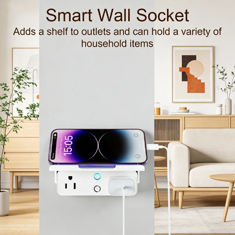 

Умная Wi-Fi розетка с полкой, 2 гнезда, голосовое управление (Alexa/Google Home), для бытовой техники, с функцией таймера