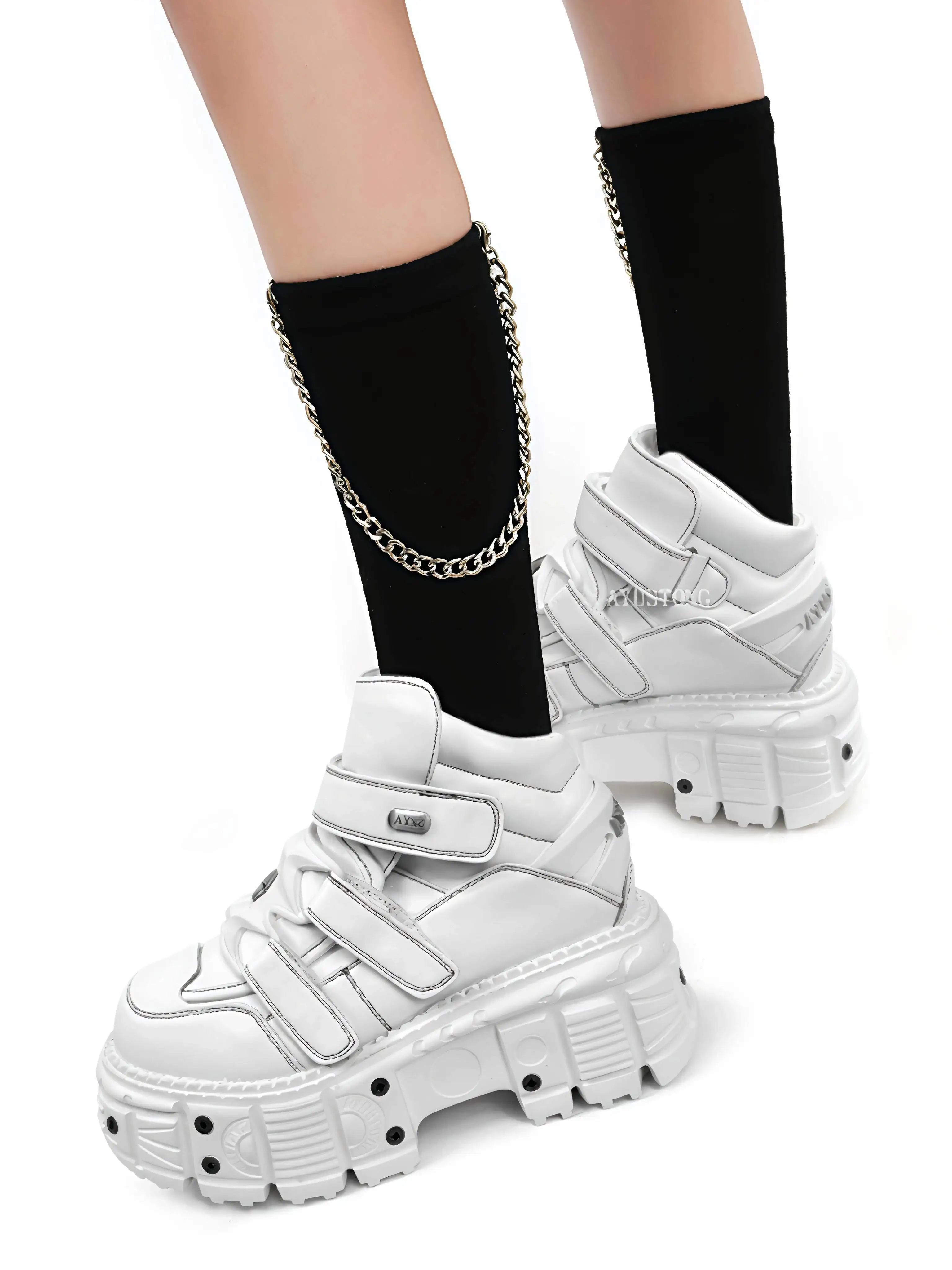 Spanish Rock Retro Punk Metal Muffin Leather Women Heightened Dark Platform Dad Casual Couple Men Shoes 8 Cm view 4