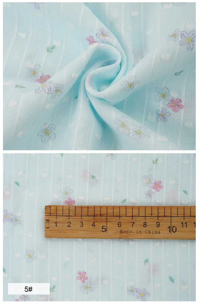 100% Baumwolle Jacquard-Streifenstoff, Kleines Blumenmuster-Stoff für Damenkleider Blusen DIY Nähmaterial, Hautfreundlicher Stoff – Detail 5