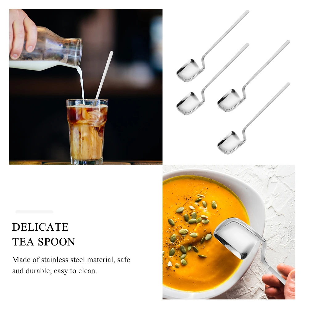 

4 Pcs Coffee Spoon Stainless Steel Dessert Tea Spoons Cake Accessory Portable Serving Utensils Easy Clean Smooth Surface