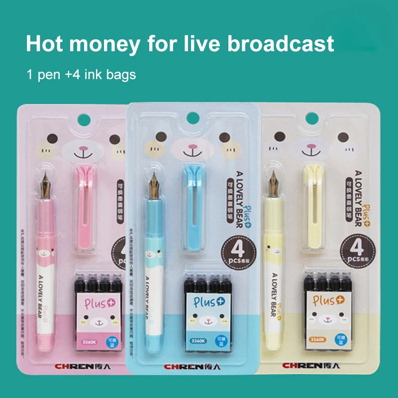 Ink Pen 3360k Portable With Erasable Ink Cartoon Gift Kids Stationery Metal Nib Fountain Pens Ink Nibs For Fountain Pens