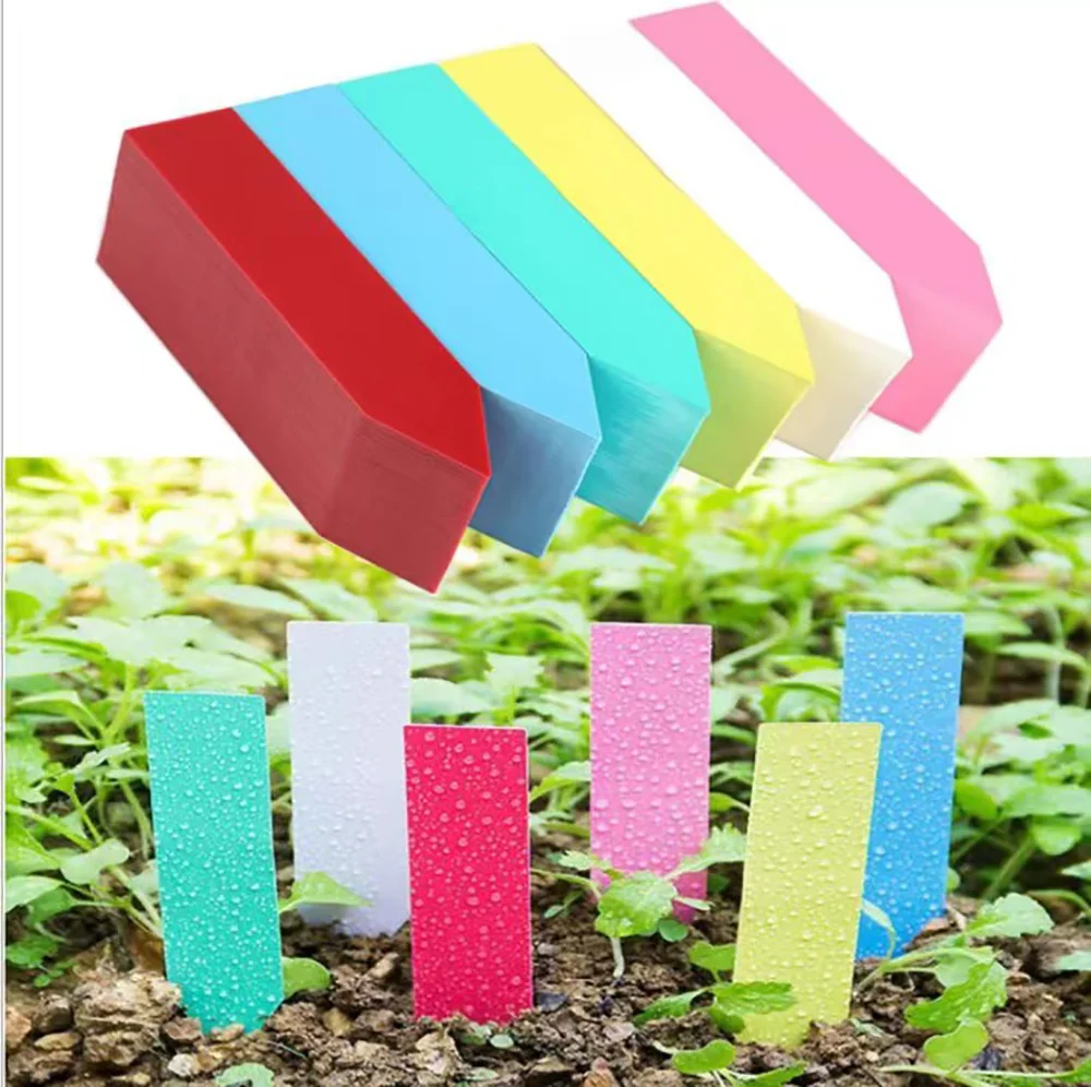 4-Inch Plastic Plant Tag Waterproof Kindergarten Garden Plant Tag Post Pot Mark, Multi-Colored