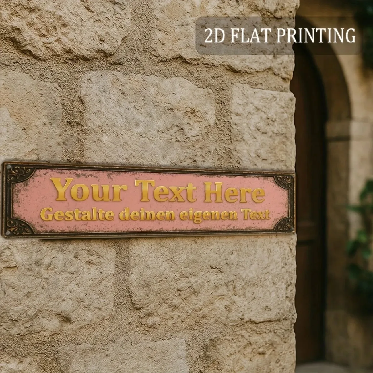 Individuelles Vintage-Metall-Wandschild für den Außenbereich, personalisierte rustikale Plakette für Hof- und Gartendekoration (nur Dekoration)