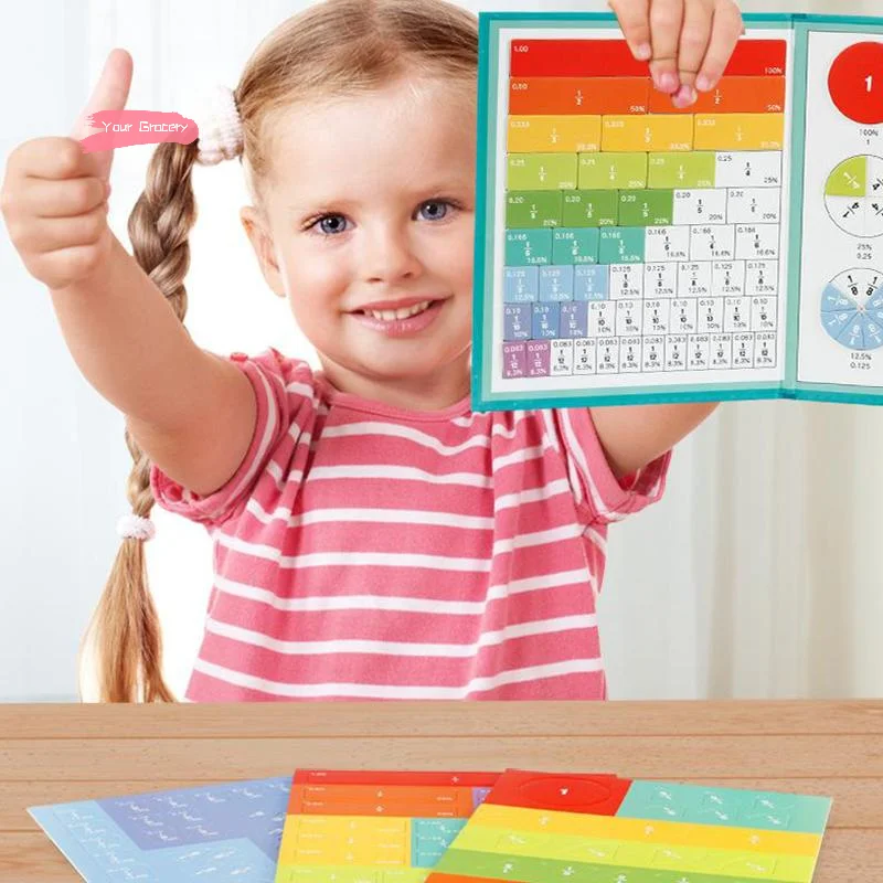 Y-Educational Math Magnetic Fraction Demonstration Book with Tiles Fractions Manipulatives Score Disk Demonstrator for Learning