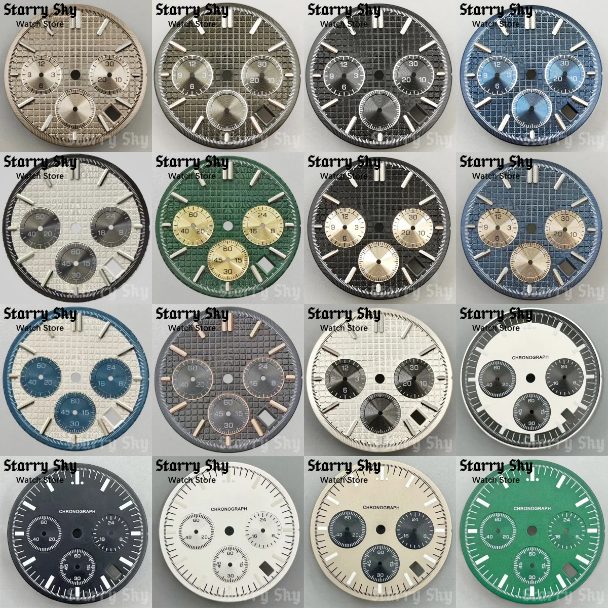 Starry Sky New 30mm/31.5mm Quartz Watch Dial With Green Luminous Watch Parts Suitable For VK63 Quartz Movement Watch Accessories