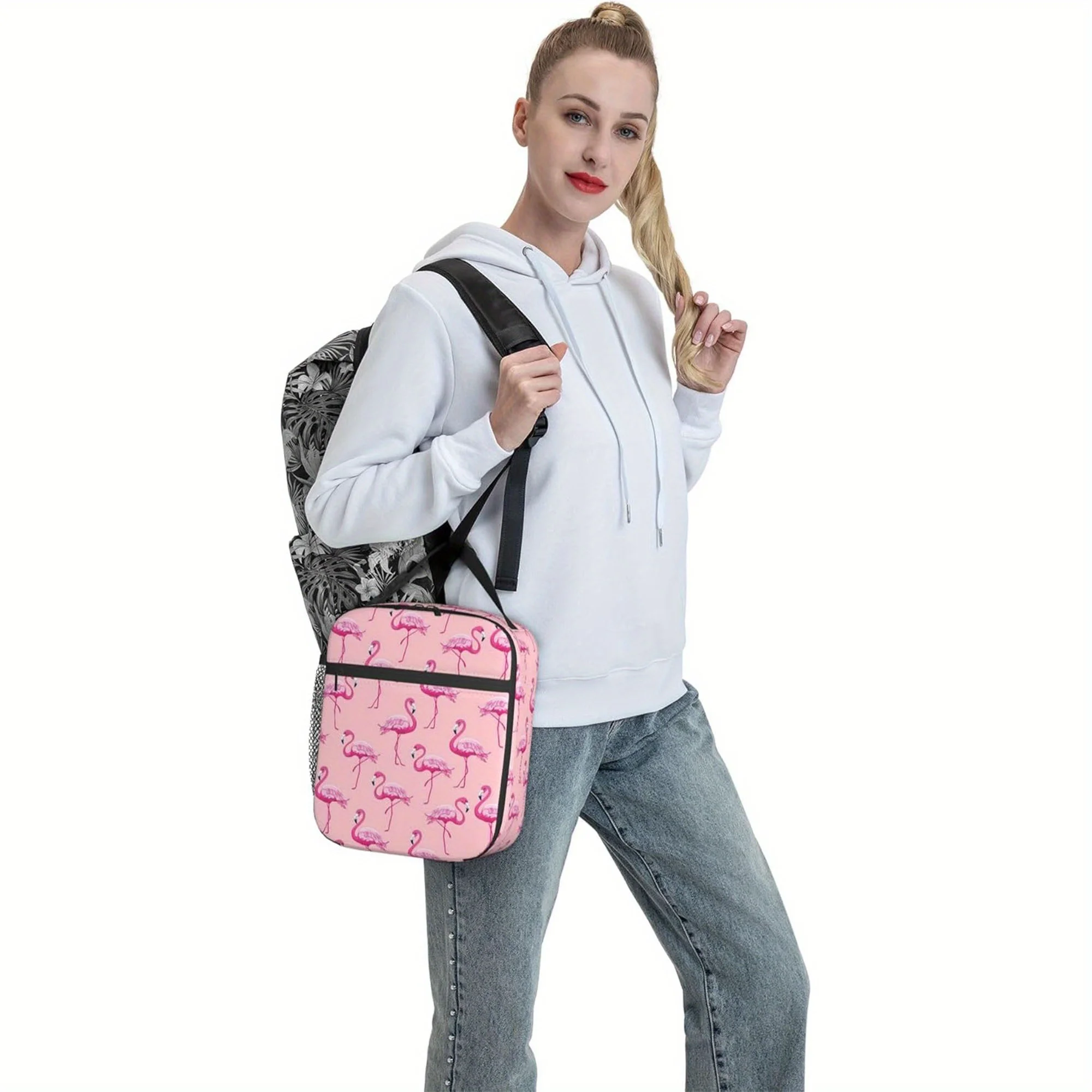 Flamingo Lunch Bag Lunch Box For Women Men, Non-food Contact Reusable Lunch Box, Large Capacity Tote Bag For Work, Picnic