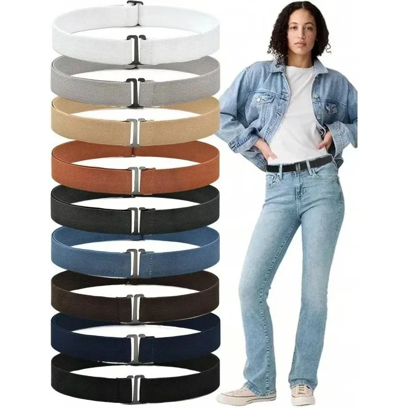 Women Elastic Lazy Waist Belt Anti Slip Invisible Waist Cincher Versatile Decor Belt for Shirts Jeans Student Daily Accessory