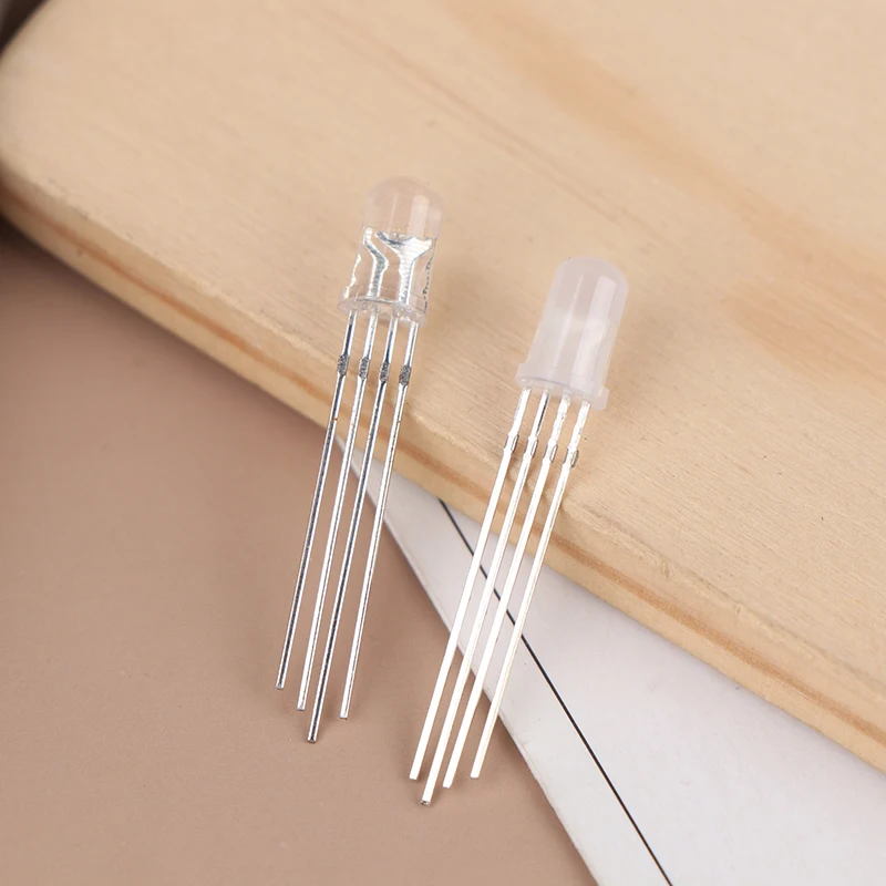 50PCS 5mm Full-color LED RGB Red/Green/Blue Common Cathode/Anode Four Feet Transparent Highlight Color Light 5mm Diode Colorful