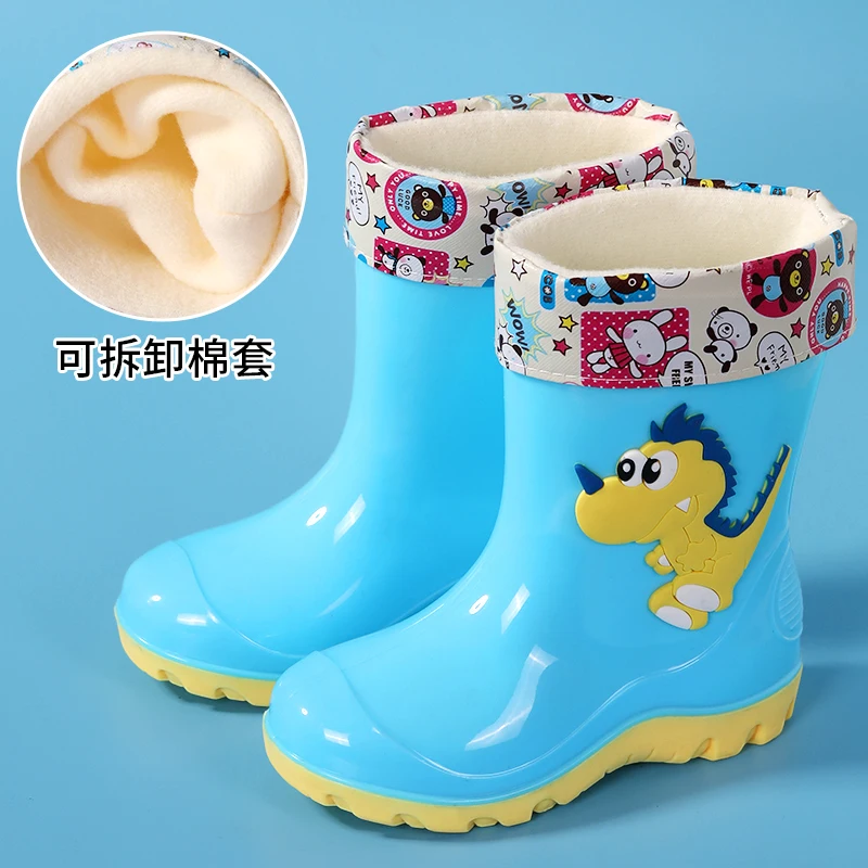 Baby Boys Girls Water Shoes Cute Cartoon Waterproof Rain Boots Kids Lightweight Comfortable Rubber Non-Slip Children Rainboots