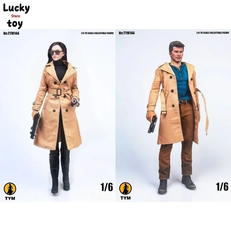 1/6 Scale Male&Female Fashion Simple Long Windbreaker Jacket Clothes for 12