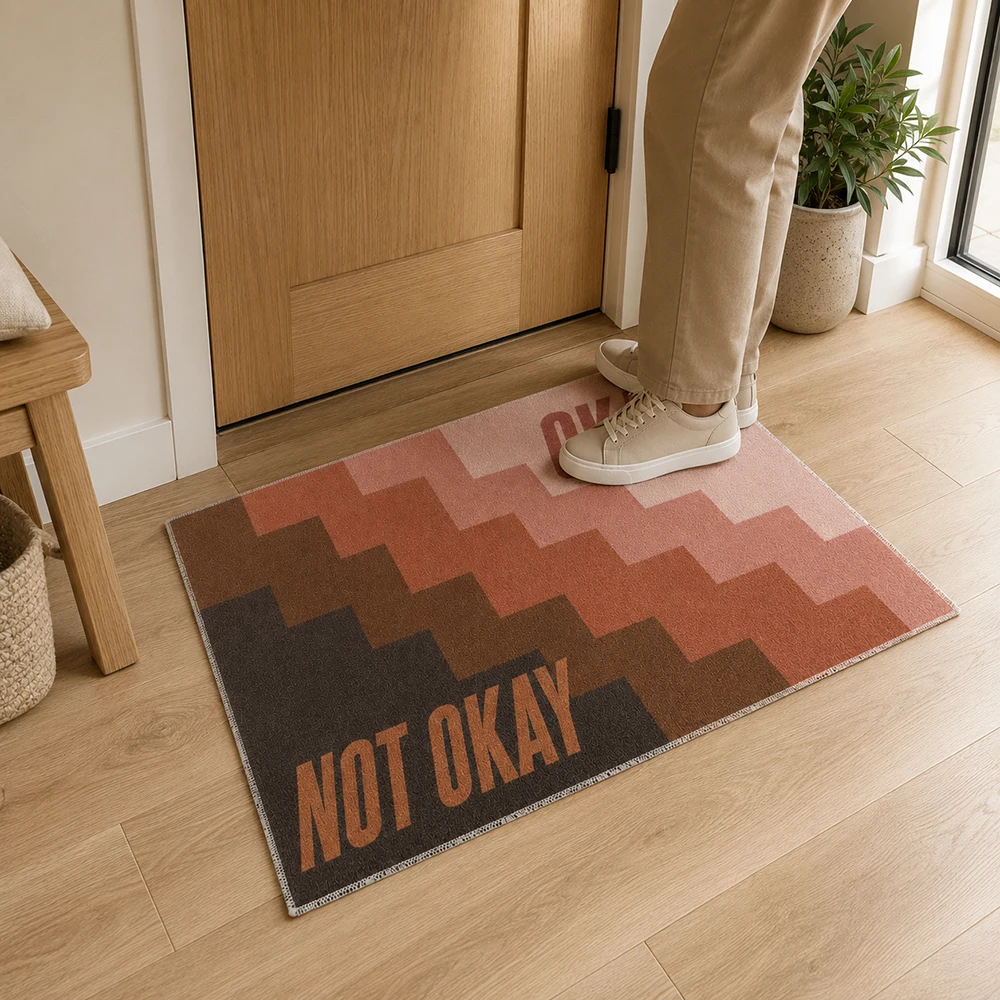 Personalized Doormat Custom Photo Text Logo Okay Not Okay Non Slip Welcome Mat Indoor Entryway Entrance Rug Housewarming Gift