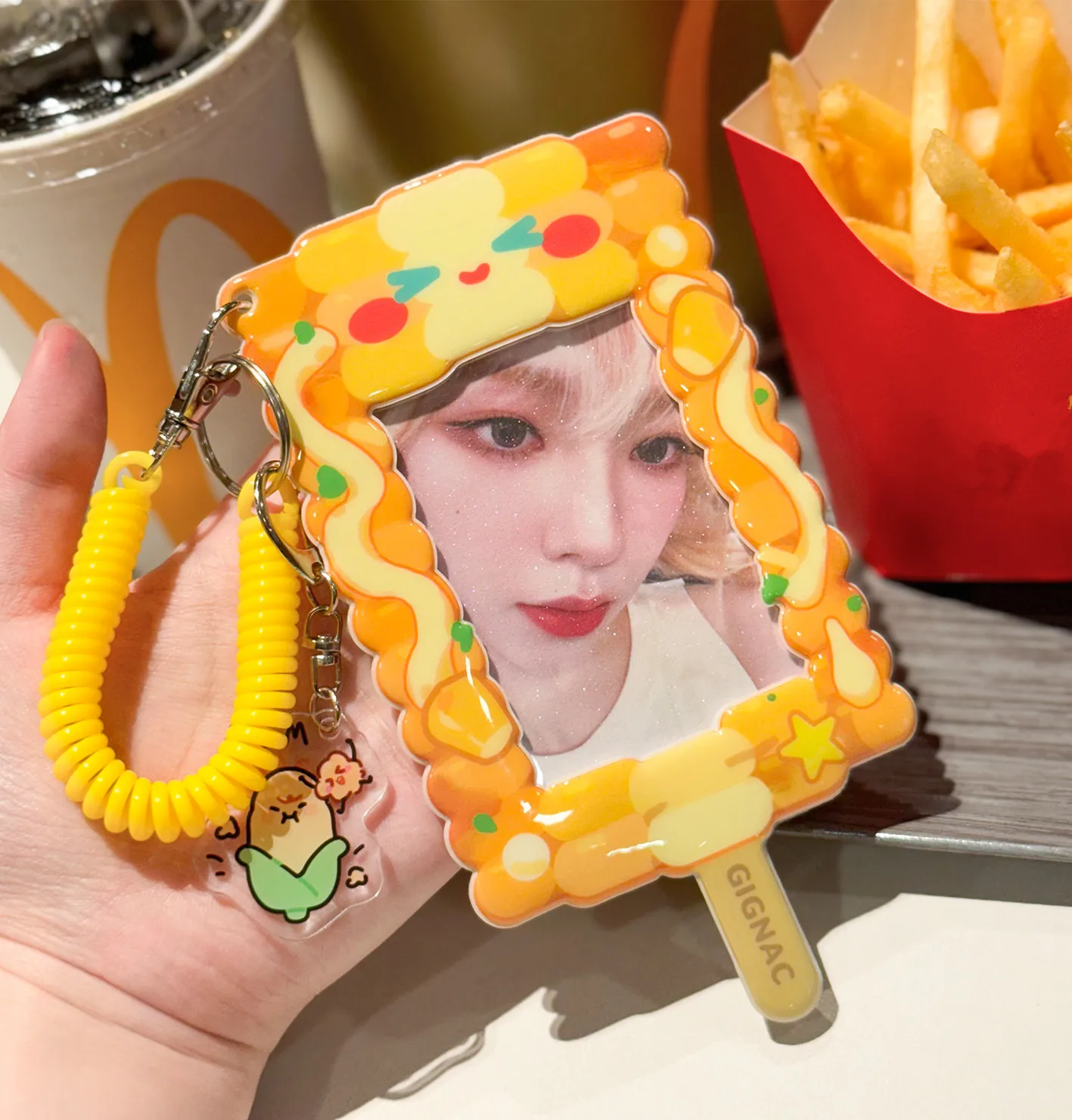 MINKYS Kawaii Hamburg 3 inch Kpop Photocard Holder Photo Card Holder Bag Pendant School Stationery