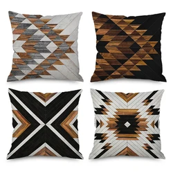 Home Decor Nordic Christmas Brown Geometric Ornament Pillowcase Sofa Chair Printed Car Cushion Cover funda de almohada