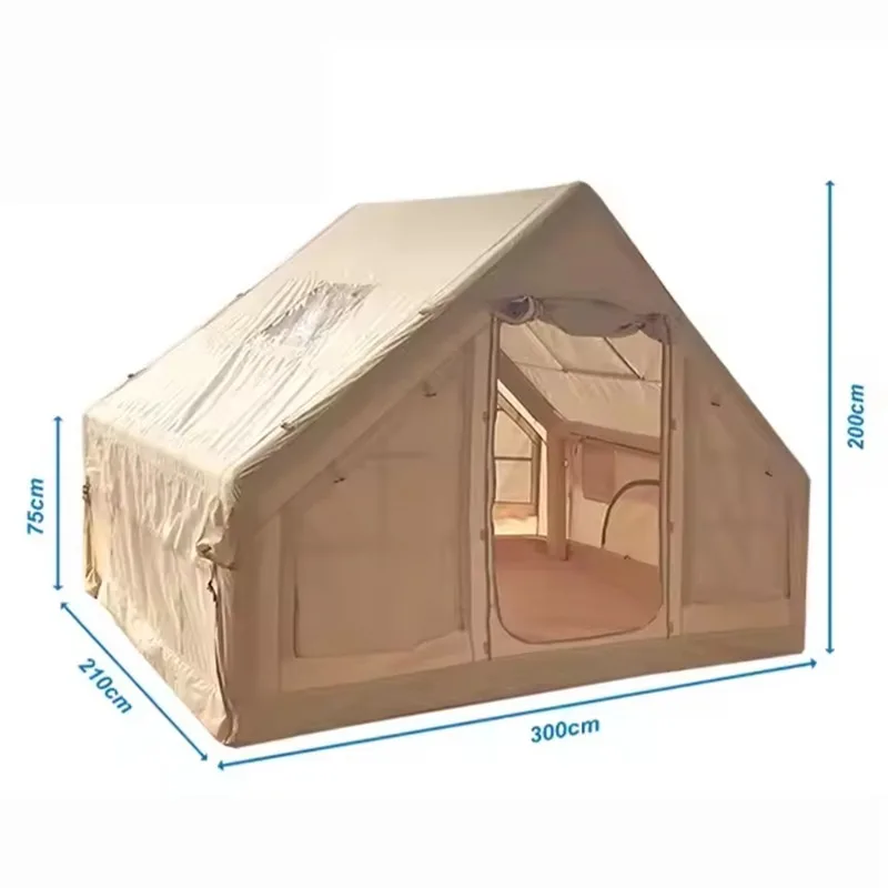 OEM Inflatable Camping Tent Integrated Roof Ridge Outdoor Glamping Air Oxford Cabin Tents for 2 - 4 Person