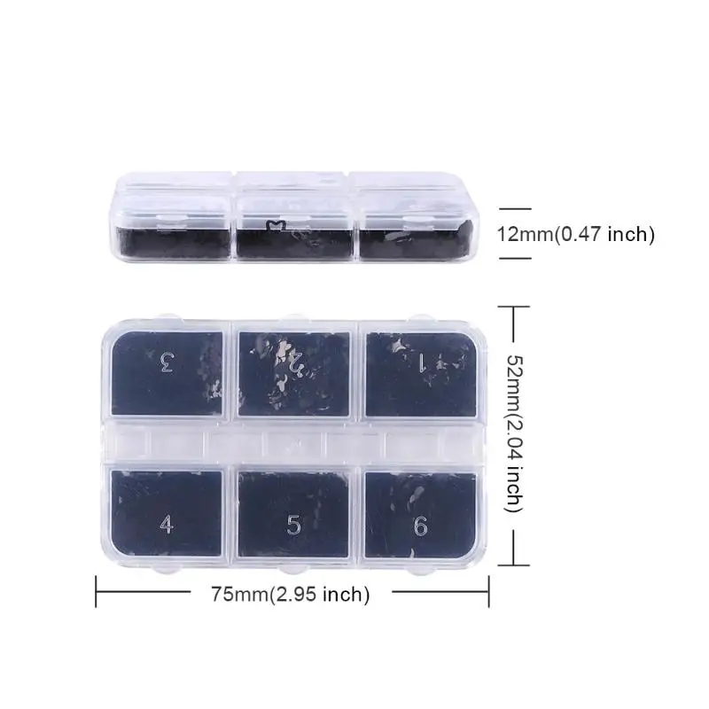 6 Grids Black Heart-shaped Butterfly Star Nail Glitter Mixed Decor Manicure Flakes Paillettes Stunning Seqiuns DIY Nail Manicure