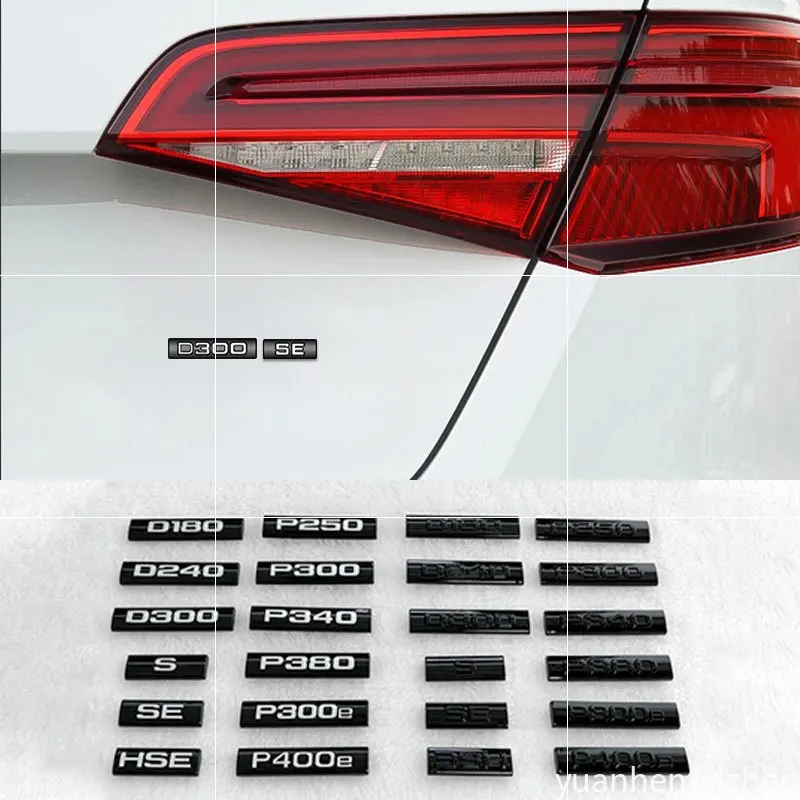 Glossy Black Car Emblem Metal Letter D180 D240 D300 P300 P380 P400e P250 S SE HSE Badge Logo Rear Decals Sticker for Land Rover