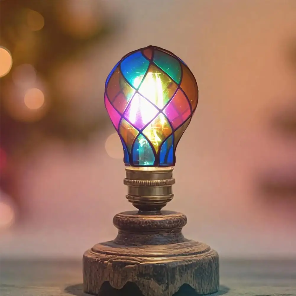 

Витражная лампочка 4W ST64 Светодиодная лампочка из окрашенного стекла E26 Основание Мозаика Ночная лампа Домашний декор Романтическая праздничная атмосфера