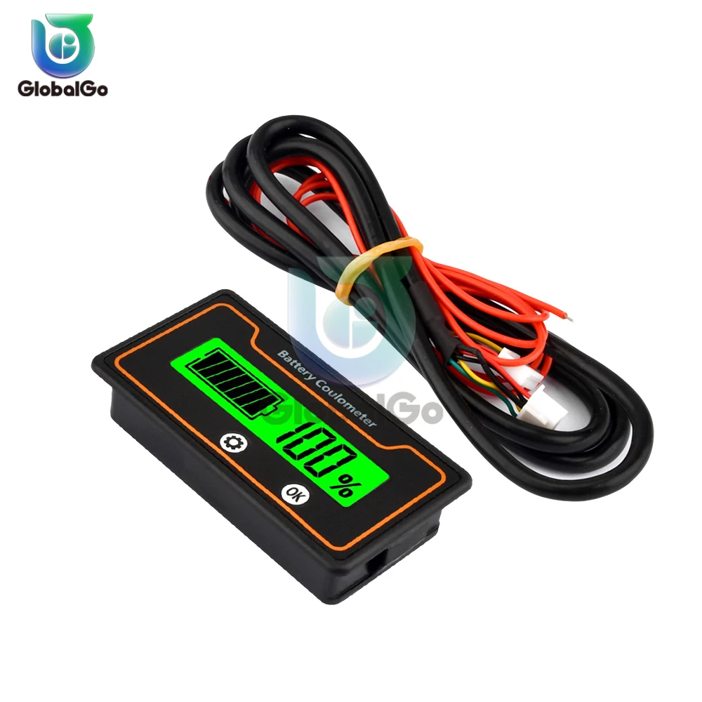 50A/100A/200A/400A/500 Battery Capacity Indicator 8-120V Voltmeter Coulometer with Shunt Lead Acid Lithium LiFePO4 Display Meter