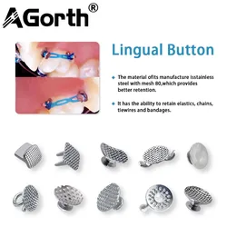 2Pcs/10Pcs Dental Orthodontic Lingual Button Bondable Traction Hook Direct Bonding Eyelet Monoblock Hole Mesh Base Ortodoncia