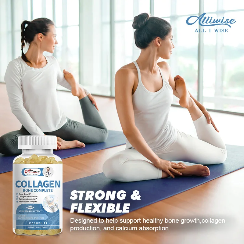 Alliwise Collagen Bone Complete Capsule - Helps Support Joint Cartilage for Bone Growth Collagen Production Calcium