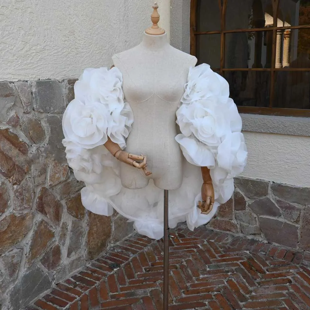 

Off the Shoulder 3D Flower Cape Handcrafted Shawl For Wedding Dress Pageant Accessories Maternity Cape Photoshoot Support Custom