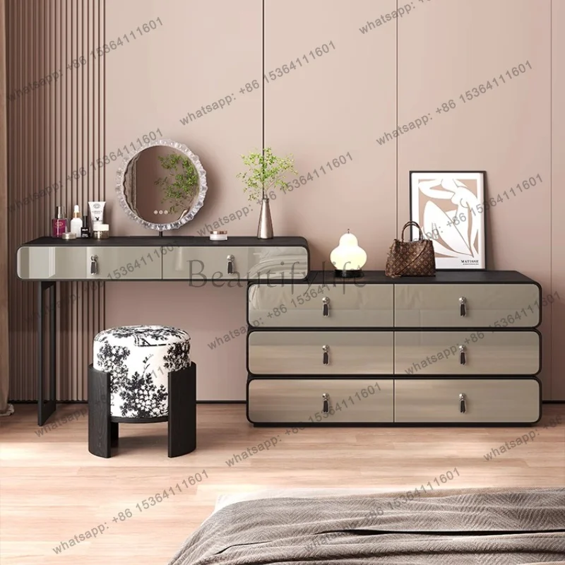 with mirror bedroom furniture Designer new Dressing table modern high-end solid wood makeup vanity table hairstyle cabinet home