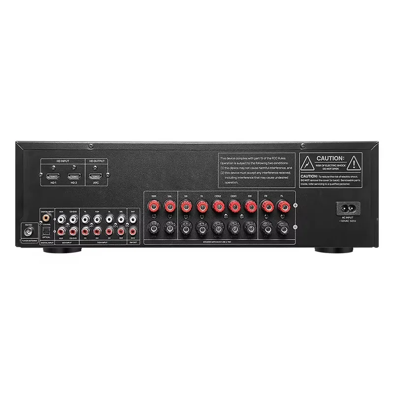 600W 9.1‑Channel HD Home Theater AV Amplifier Receiver, FM Radio, Class D Audio Design, Plastic & Metal Housing