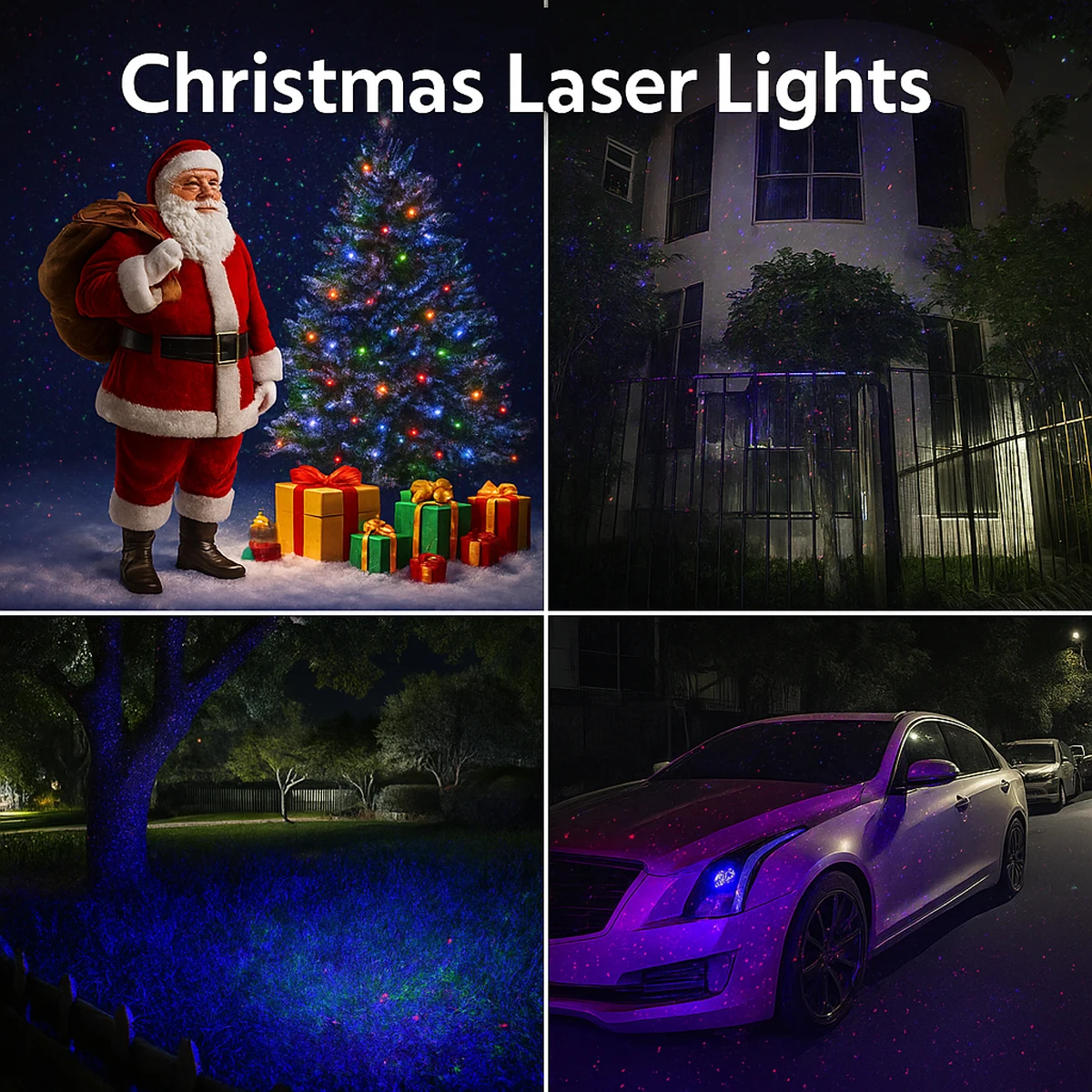 คนต่างด้าว Moving Static สีแดงสีเขียวจุดสีฟ้า Star คริสต์มาสเลเซอร์โปรเจคเตอร์สวนกลางแจ้งกันน้ํา Holiday Xmas Tree Light