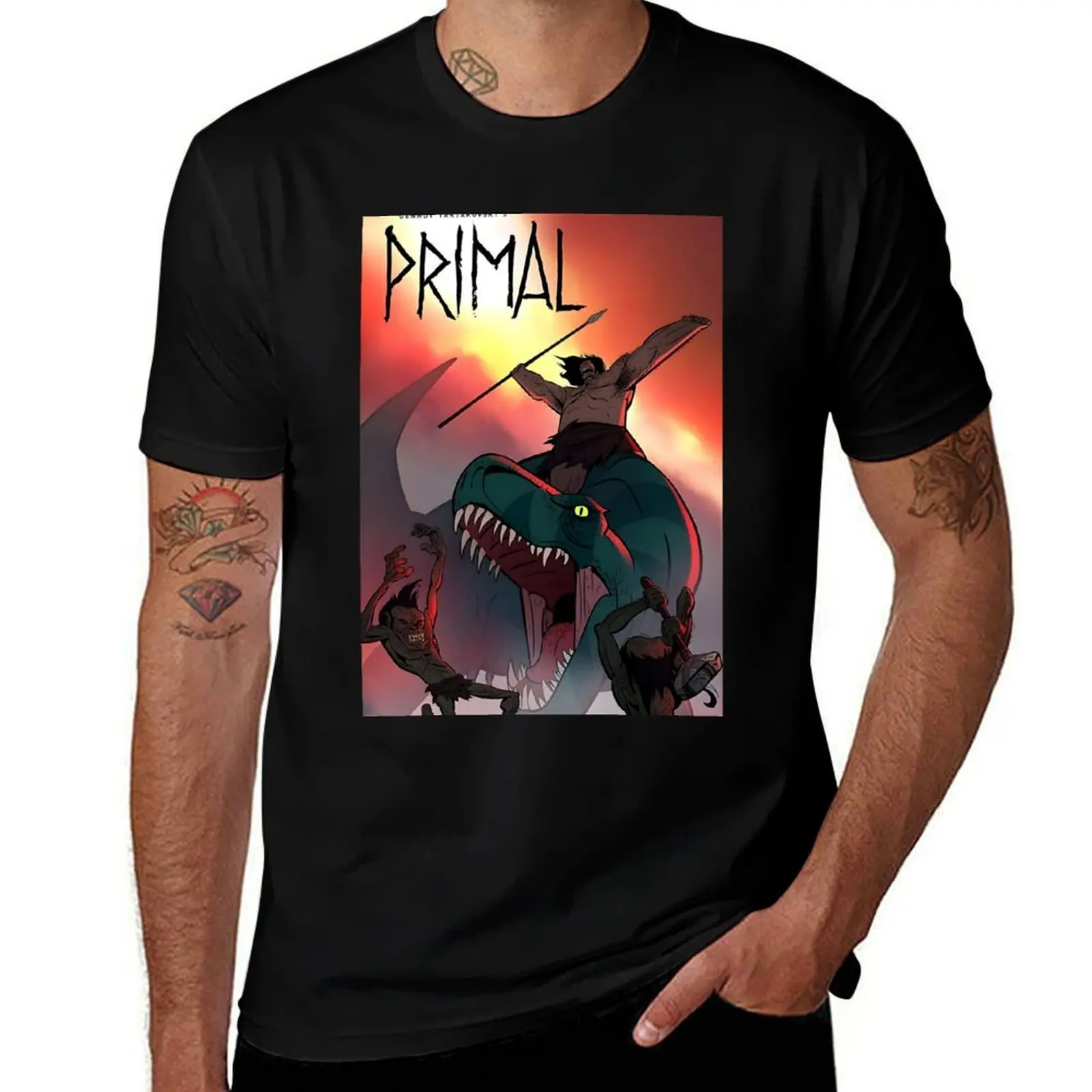 Crítica de Primal de Genndy Tartakovsky T-Shirt Active Wear Sports for Men T-Shirt