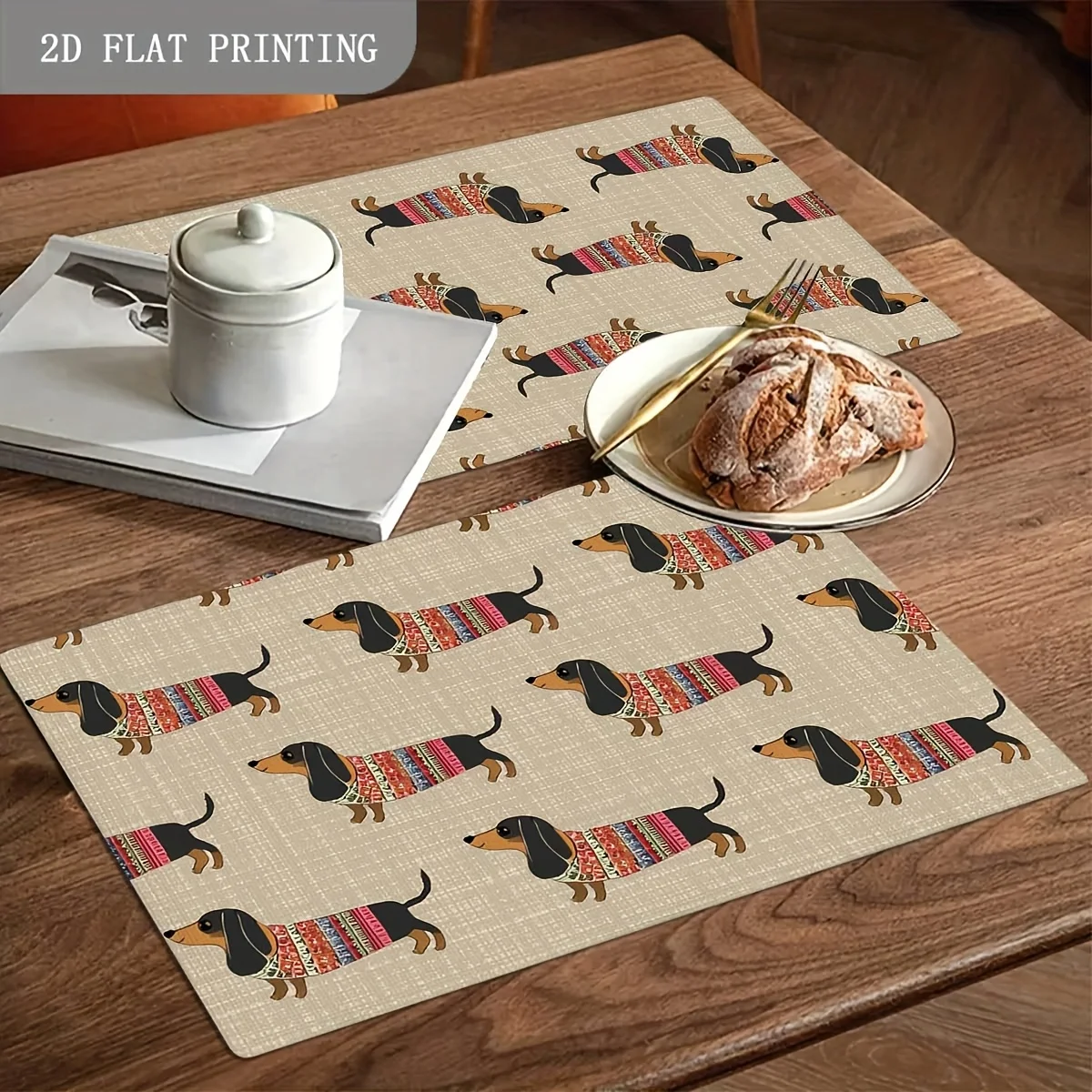 VIKAMA 4/6/8/10pcs Dachshund Dog Tribe Restaurant Kitchen Table Placemats Coasters Coffee Coasters Home Decor