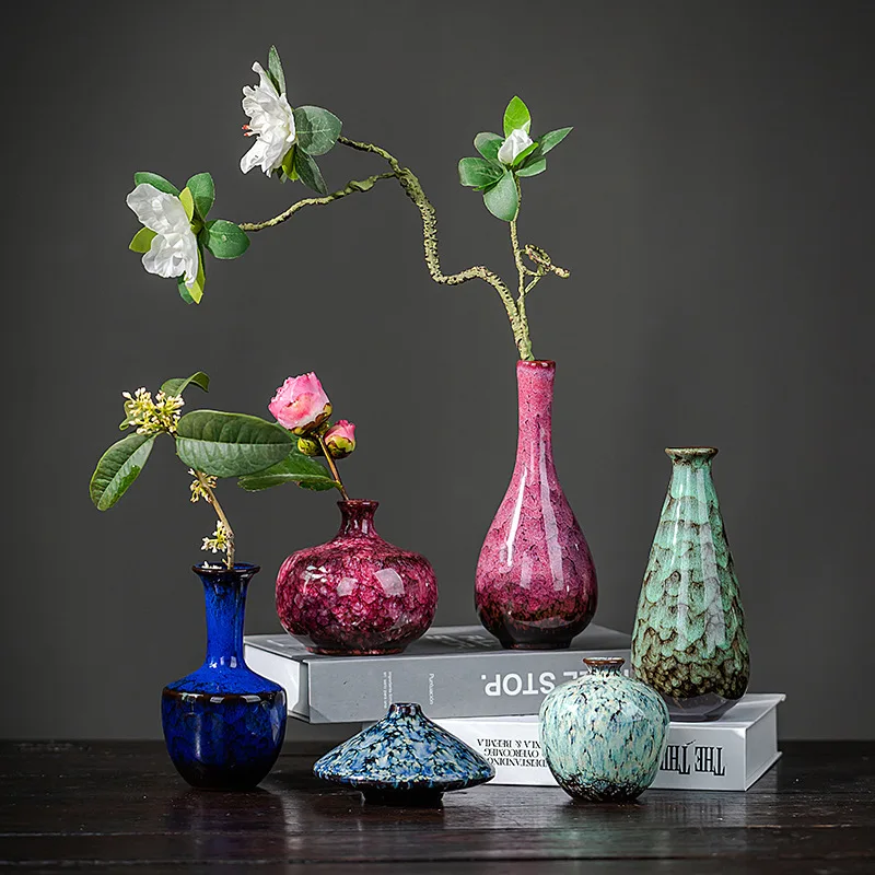 Nordic ceramic vase with colorful glazed modern design suitable for living room cafe
