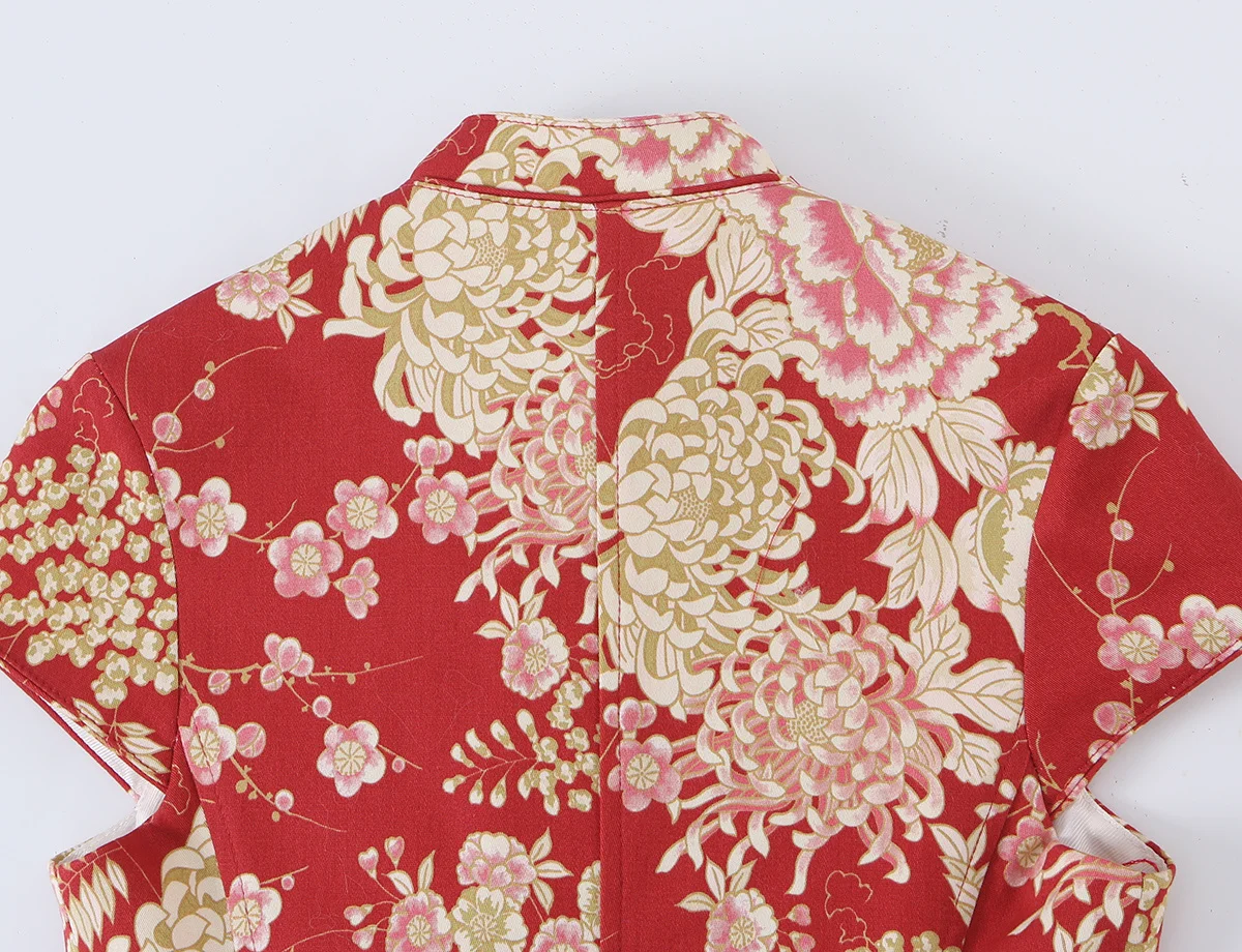 KLKXMYT Lässige, schicke Damenweste mit Blumenmuster, einreihig, modisches Oberteil, Sommer 2026, Kurzarm-Streetwear-Weste. – Detail 10