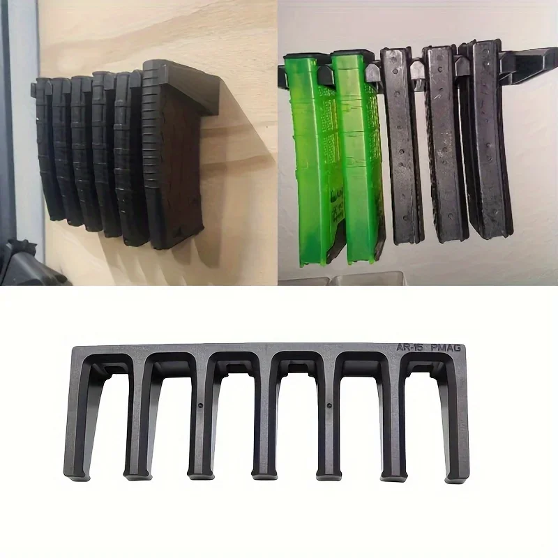 

Solid ABS 6X Standard PMAG Wall Mount Magazine Rack, Family Magazine Storage Rack for Hunting