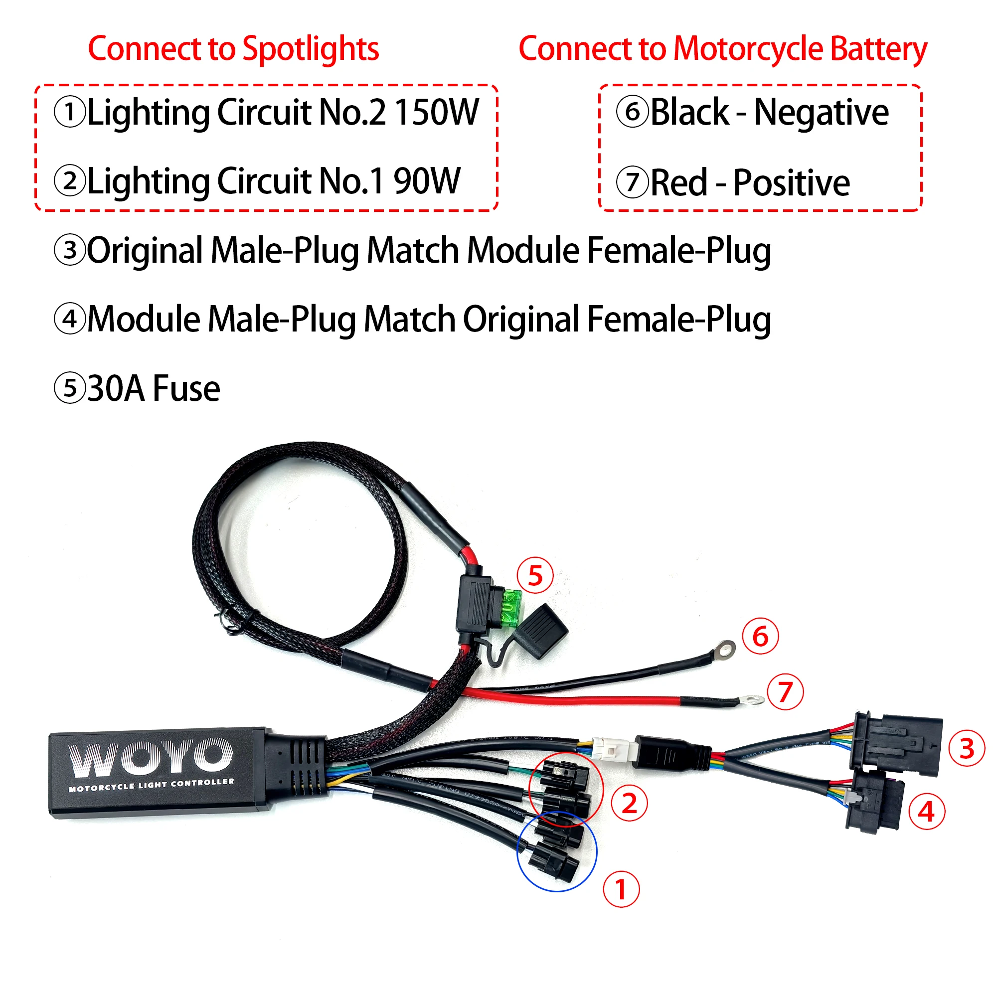 WOYO Motorcycle LED Controller For BMW R1300 R1200 R1250 F650 F750 F800 F850 F900 Control the Increased Light by Original Button