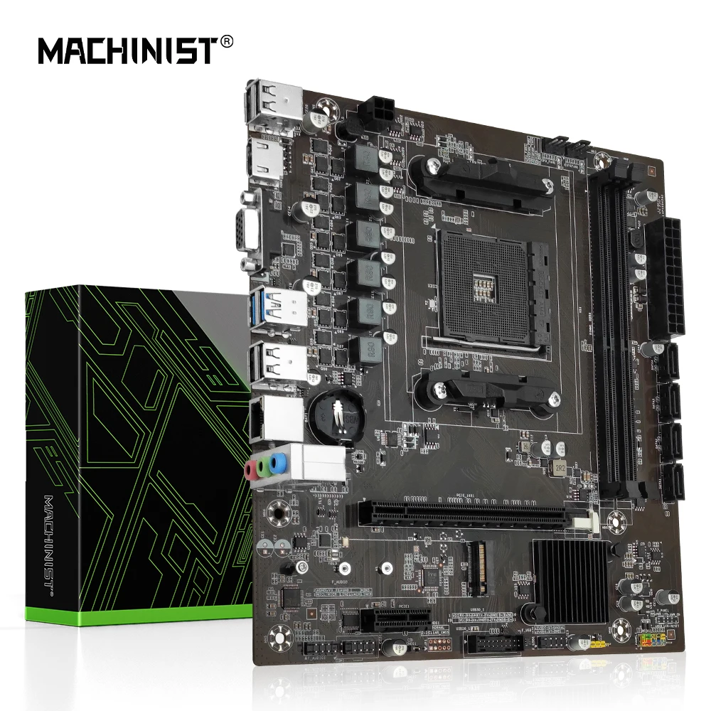 MACHINIST B450 마더보드 AMD 지지대 DDR4 데스크탑 RAM AM4 CPU 슬롯, NVME NGFF M.2 USB 3.0 VGA 듀얼 채널, Ryzen5 3500 등 