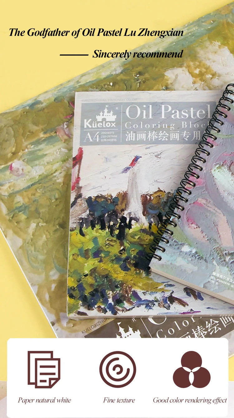 Ölpastell-Malbuch für weiche Ölpastellstifte, Ölgemälde auf Schwarz-Weiß-Papier, 240g, Künstler-Skizzenbuch, Kunstbedarf – Detail 9