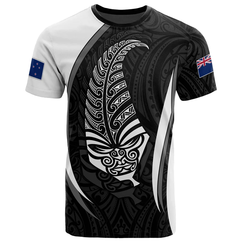 Summer New Zealand Polynesia T Shirts For Men Casual 3D Printed Tees Personality Round Neck Short Sleeves Tops Street Tee Shirt